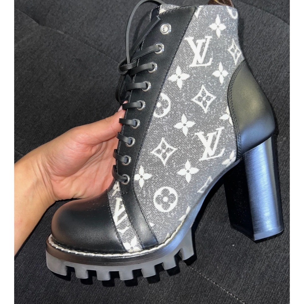 Louis Vuitton Black and Gray Heeled Boots - Picture 5 of 7